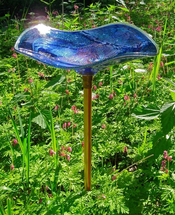 Blown Glass Bird Bath Bird Feeder