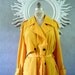 Yellow Polk Dot Trench/ 1980's Canary Yellow Rain Coat with black polka dots, L Oversized look
