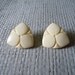 40's Earrings/ Beige Celluloid Clip ons, Etched Design, Bakelite style/ Deco