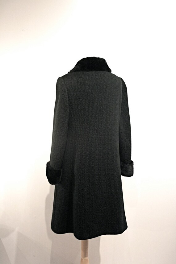 pea coat fur long black classy 1950s large