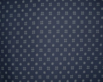TicTacToe Design Japanese Indigo Print Fabric--One Yard