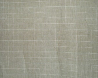 SPECIAL--Sage Green Windowpane Check Pure Linen Fabric--One Yard