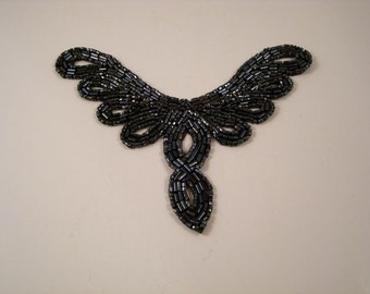 Gunmetal Beaded Applique--One Piece