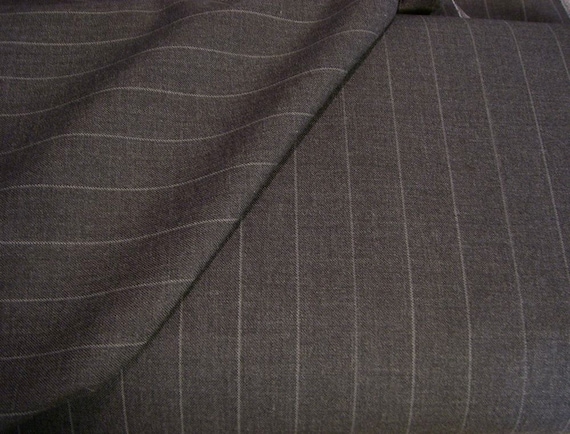Charcoal Gray Pinstripe Pure Wool FabricOne by fabricsandtrimmings