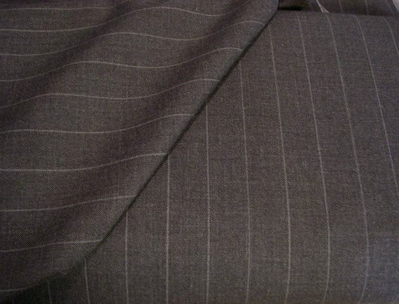 Classy Charcoal Gray Pinstripe Pure Wool Fabricone Yard