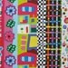 REMNANT--Abstract Stripe with Flowers Print Cotton Fabric--One Yard