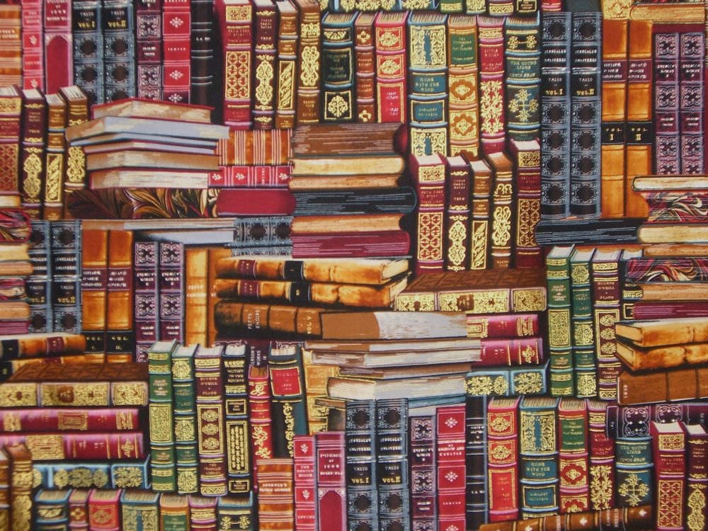 library books upholstery fabric