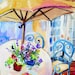 Outdoor Table and Chairs Original Painting 11 x 14 Fine Art by Elaine Cory