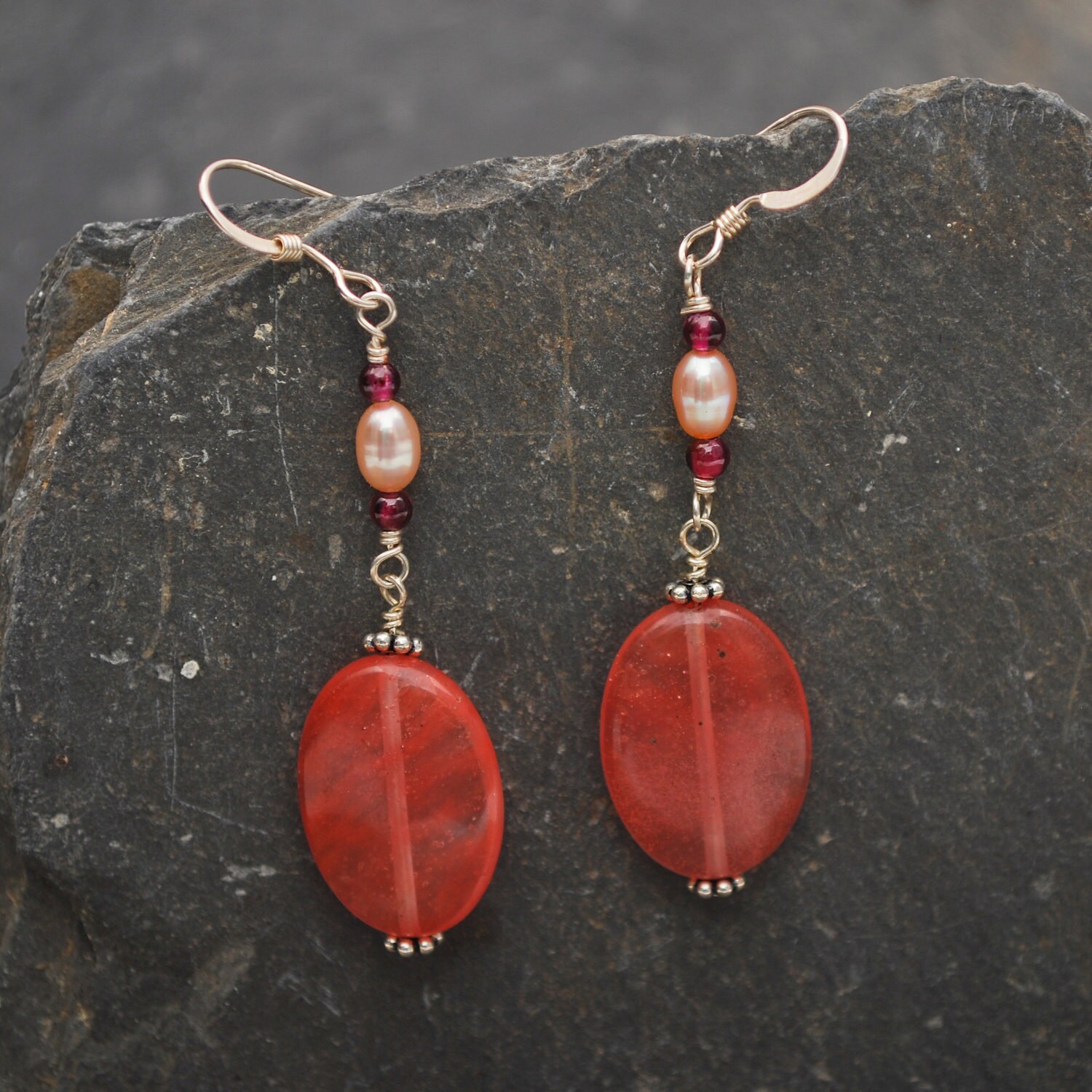 Cherry Quartz Long Earrings
