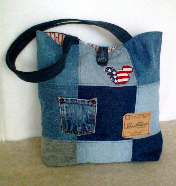 Black Friday FREE SHIPPING Recycled Denim Jean Tote Bag