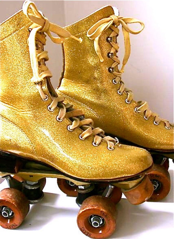 Items similar to Vintage Gold Sears Roller Skates Size 5 on Etsy
