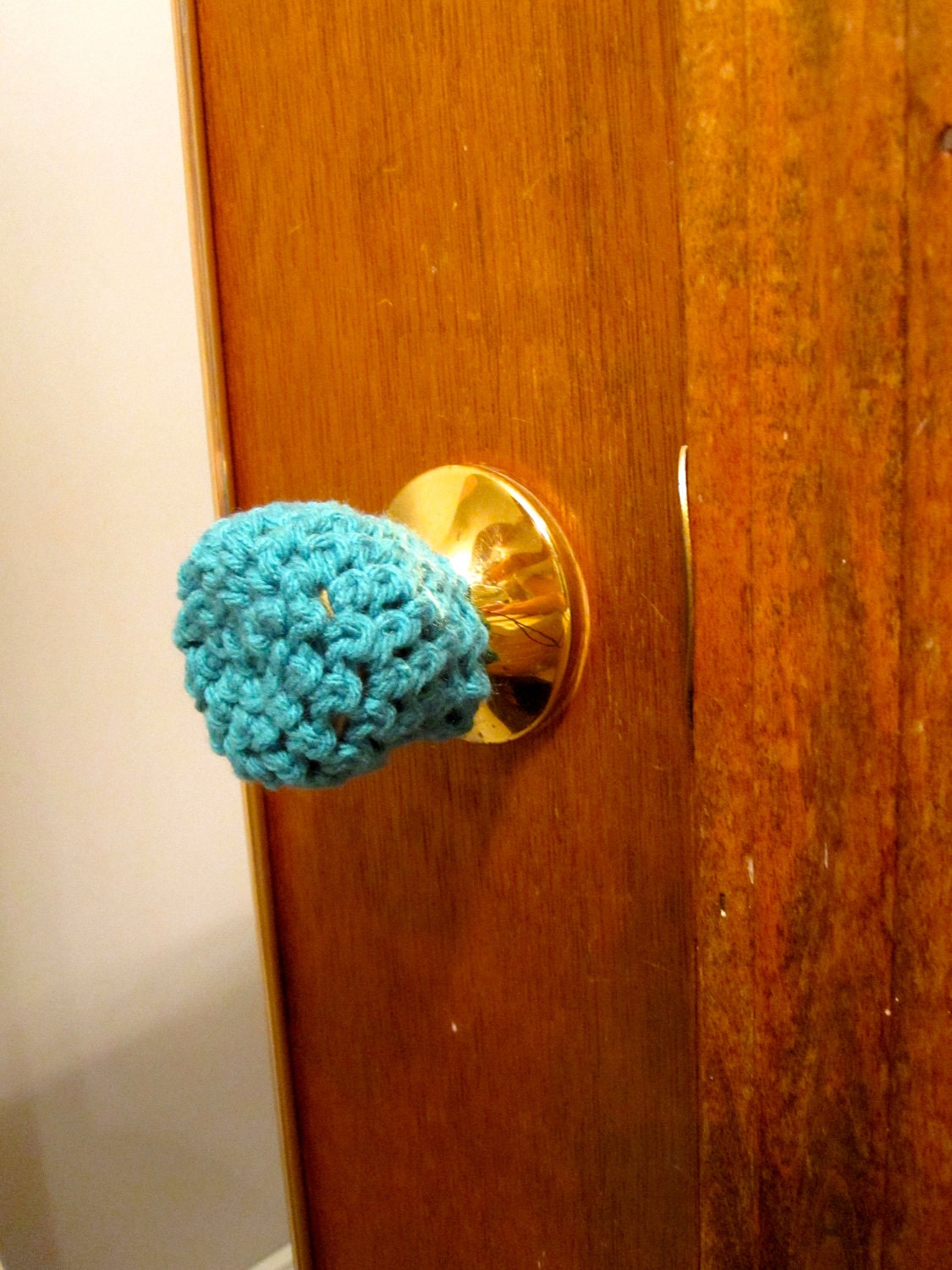 Aqua Crochet Door Knob Cover