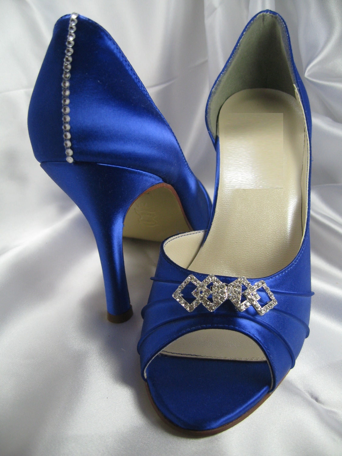 Something Blue Bridal Shoes With Crystal Brooch Bridesmaids