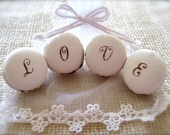 Handmade LOVE Ceramic Macaroon Sachet-Fragrance Object with Love and Red Heart Gift Tag