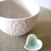 New Lovely Porcelain Lace Bowl with Celadon Green Heart Cutlery Rest-Hideminy Lace Series