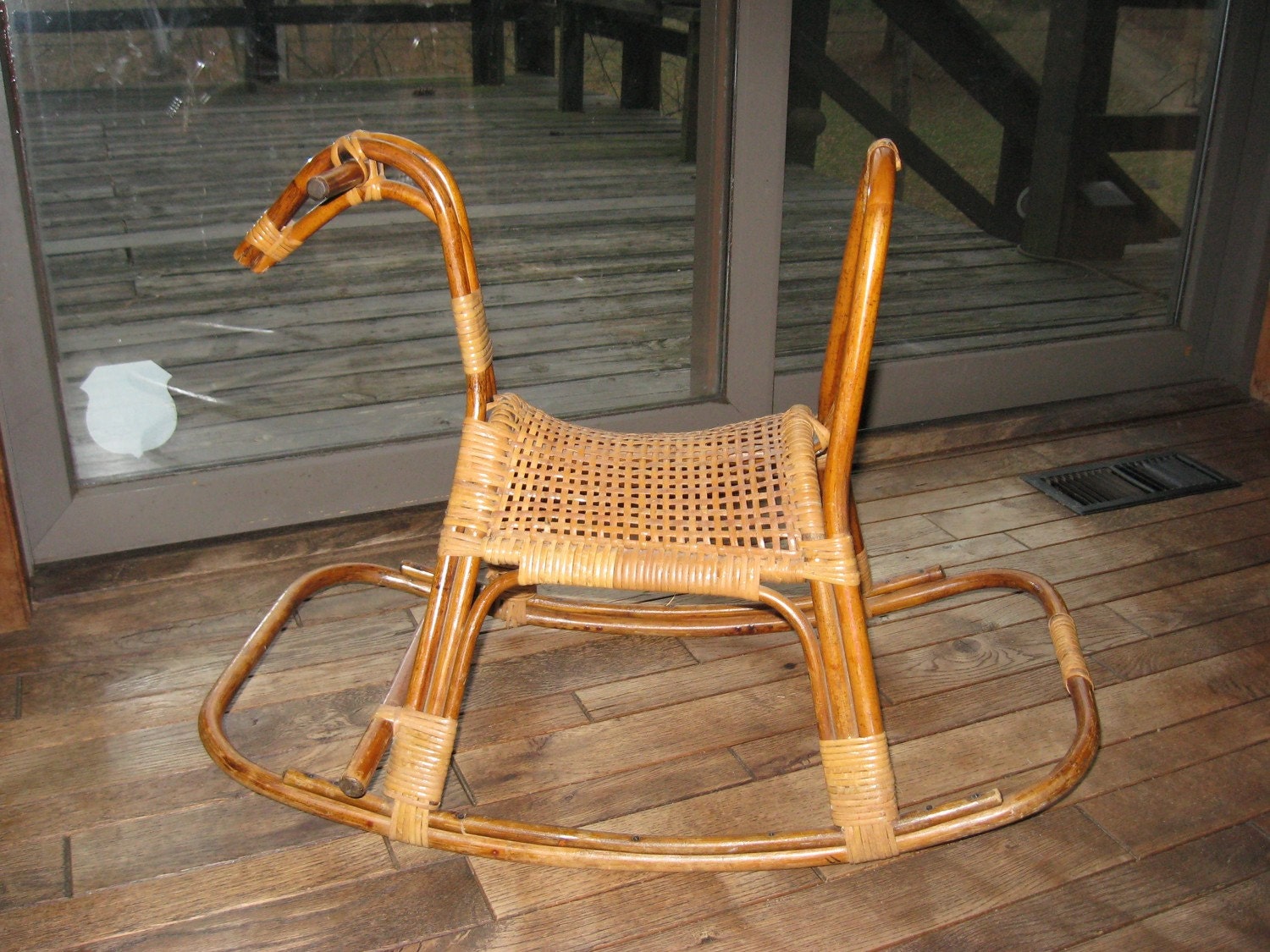 Mid Century Modern Wicker Rocking Horse