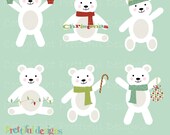 25% OFF SALE Christmas Polar Bear Clip Art for Digital Scrapbooking, Invitations, Paper Goods, Card Making - Christmas Morning Il_170x135