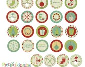 25% OFF SALE Christmas Clip Art - 5 Inch Circles - Stickers, Tags, Paper Crafts, Magnets - Christmas Morning Il_170x135
