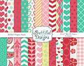 25% OFF SALE Digital Papers - Valentines XOXO Il_170x135