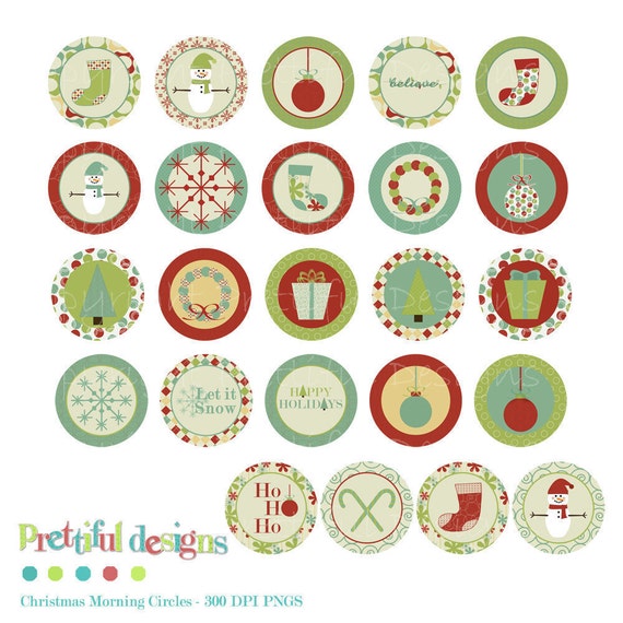 printable 1 stickers round inch Clip Christmas 5 Paper Tags Stickers Inch Art Circles