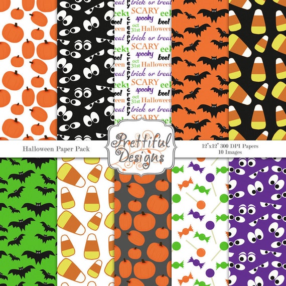 40% Off SALE Digital Paper Pack  for Scrapbooking, Invitations, Card Making, Commercial Use  - Halloween (375)