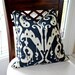Two Blue and Beige Ikat Decorative PIllow Covers