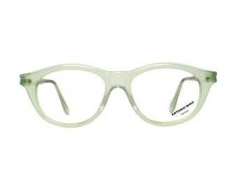 green eyeglasses - vintage transparent eye glasses frames - womens 1980s new old stock eyewear by Antonio Miro - verde