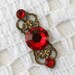 Tiny Crimson Bindi in Oxidized Brass