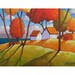 ORIGINAL PAINTING Abstract Folk Art Ocean Tree Shadows Modern Autumn Landscape Colorful Fall Artwork by Cathy Horvath Buchanan 14x18