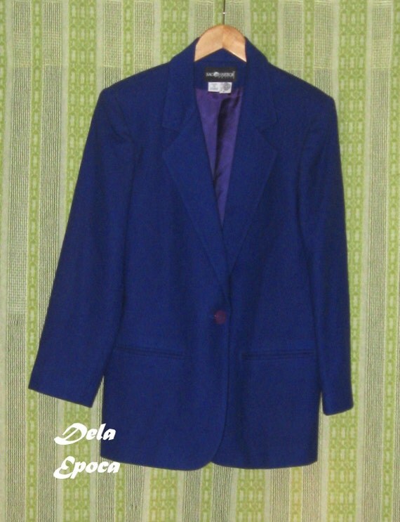 Vintage 80's Royal Blue Wool Sag Harbor Suit Coat by DelaEpoca