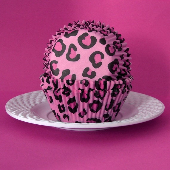 45 Pink Leopard Cupcake Liners Standard Size Baking Cups