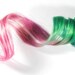Watermelon Sugar / Human Hair Extension / Green Pink Pastel / Long Tie Dye Colored Hair