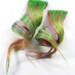 Key Lime / Human Hair Extension - Clip In / Green Purple / Short Tie Dye Colored Hair