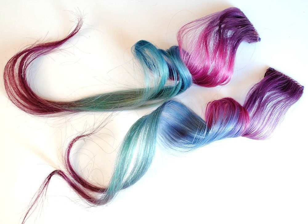 Green and Blue Hair Extensions - wide 7