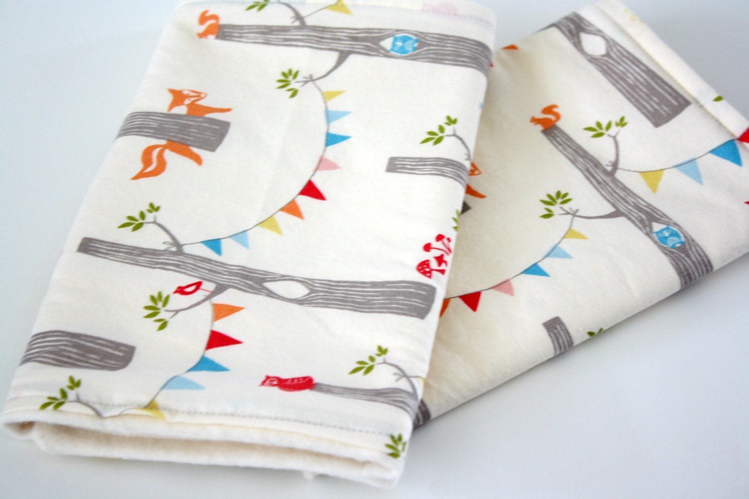 Organic Burp Cloths Set of 2 Woodland Party by Monaluna