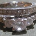 Vintage Sterling Silver with Cubic Zirconiums Wedding Set with Engagement Ring and Wedding Band Ladies Size 7