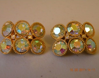 On Sale STANLEY aurora borealis clip on earrings.