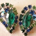20% off WEISS multicolor clip on earrings. Emerald, Peridot, dark blue and blue aurora borealis.