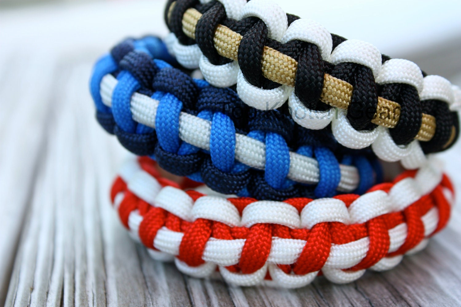 3 Color Paracord Survival Bracelet Custom Colors by TopKnotchGear