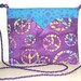 PEACE quilted fabric snap bag purse