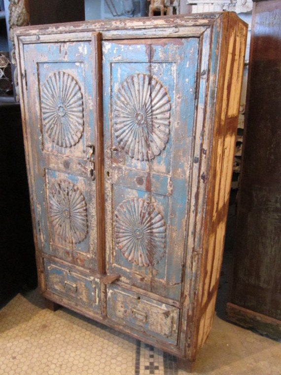 Maylin vintage Blue cupboard RESERVED Vintage  SALE Indian indian Cabinet