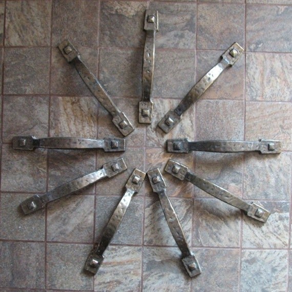 Vintage Hammered Rustic Drawer Pulls Handles Set of 9