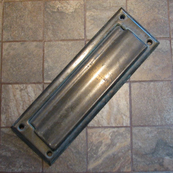 Vintage Brass Mail Slot Cover with Patina by RetroCollecto on Etsy