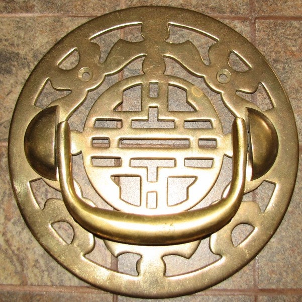 Large Brass Asian Drawer Pull Door Knocker