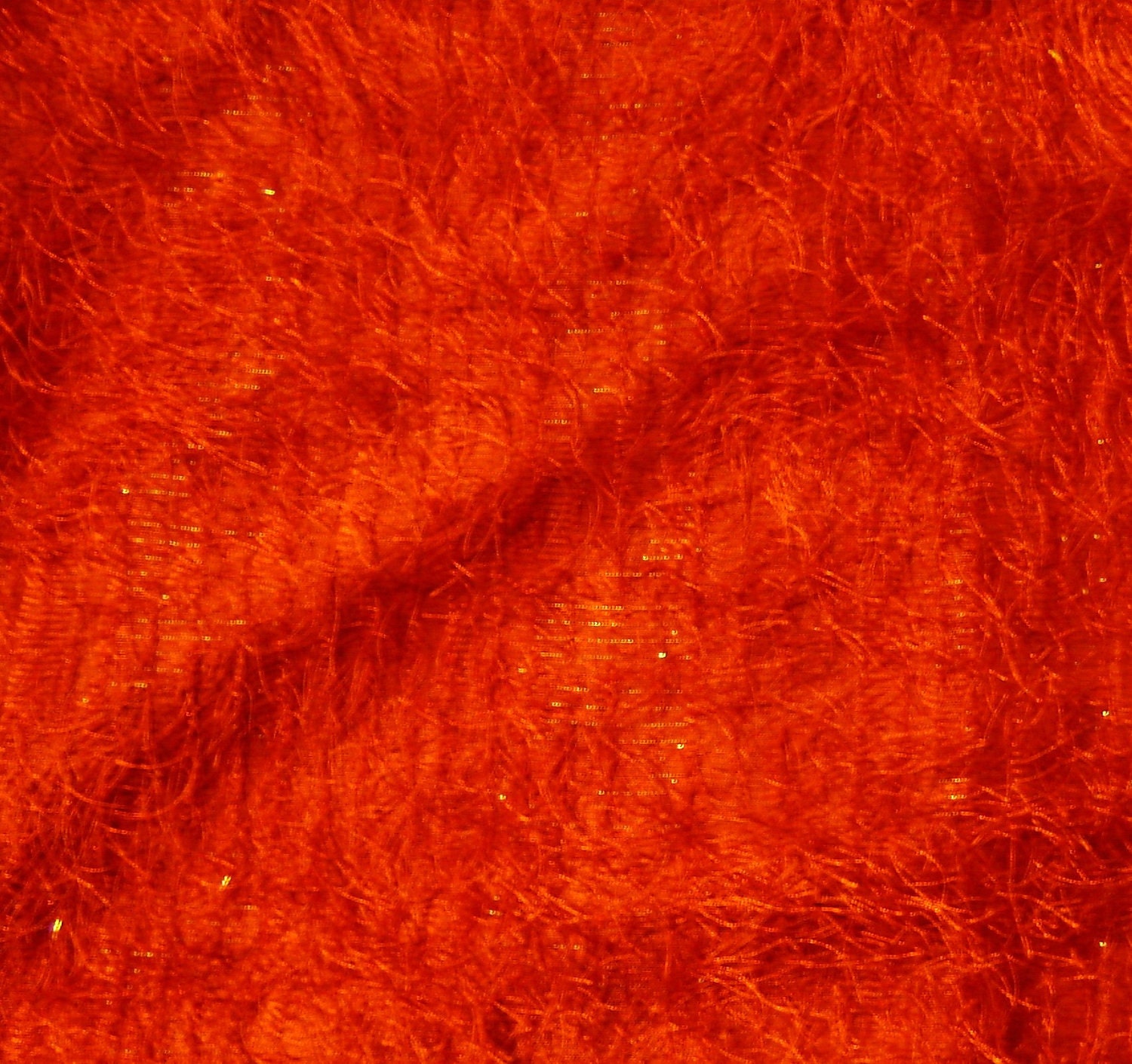 Fuzzy Red Fabric Piece W/ metallic thread 38 x 45