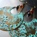 BOHEMIAN RHAPSODY- Verdigris Crescent Moon with Smoky Quartz Dangle Earrings