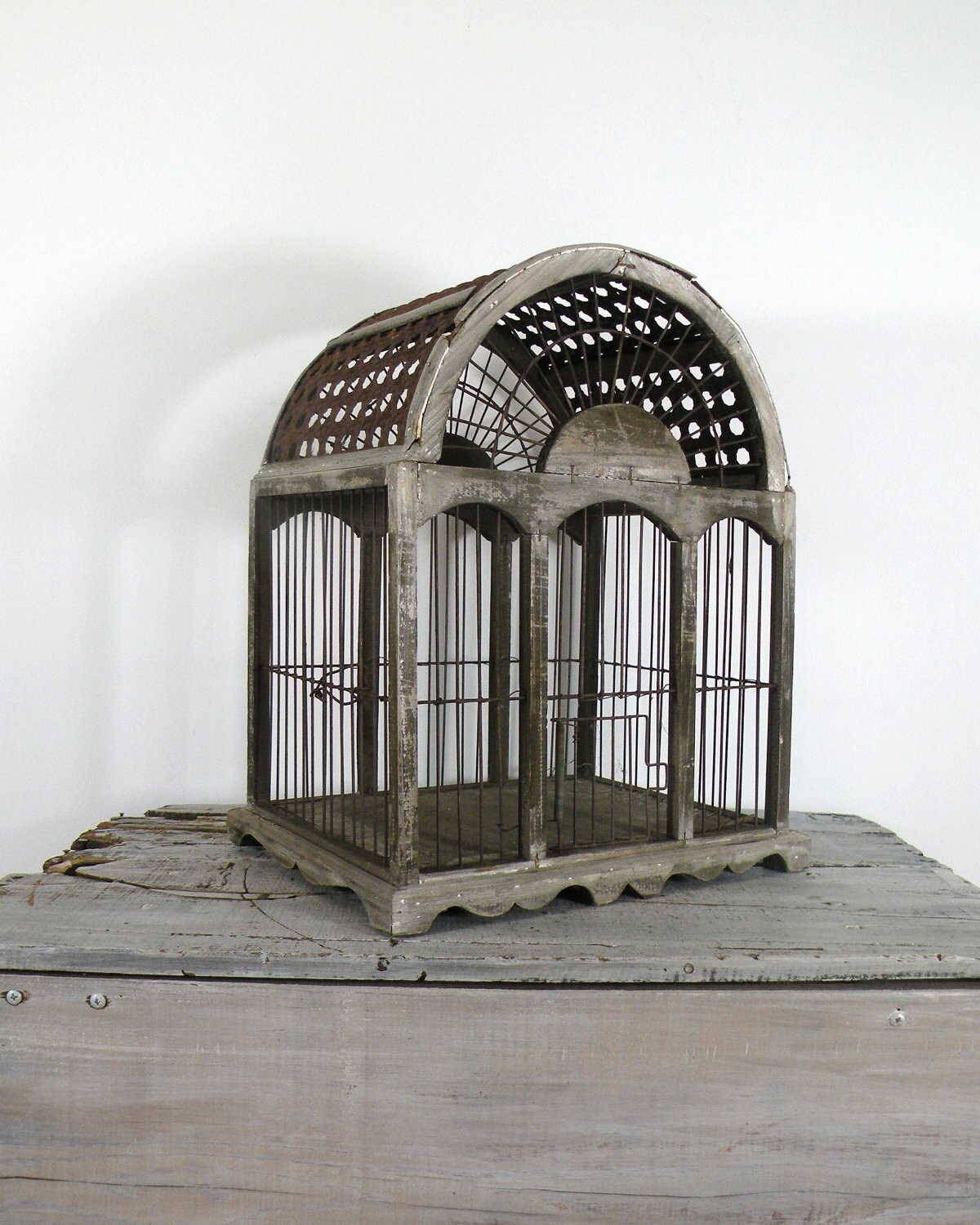 antique wooden birdcage