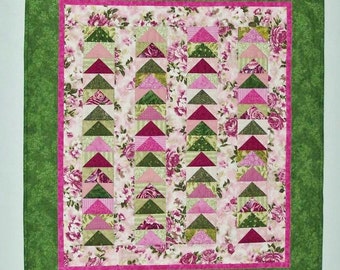 Flying Geese Shabby Chic Patchwork Quilt 28 x 32