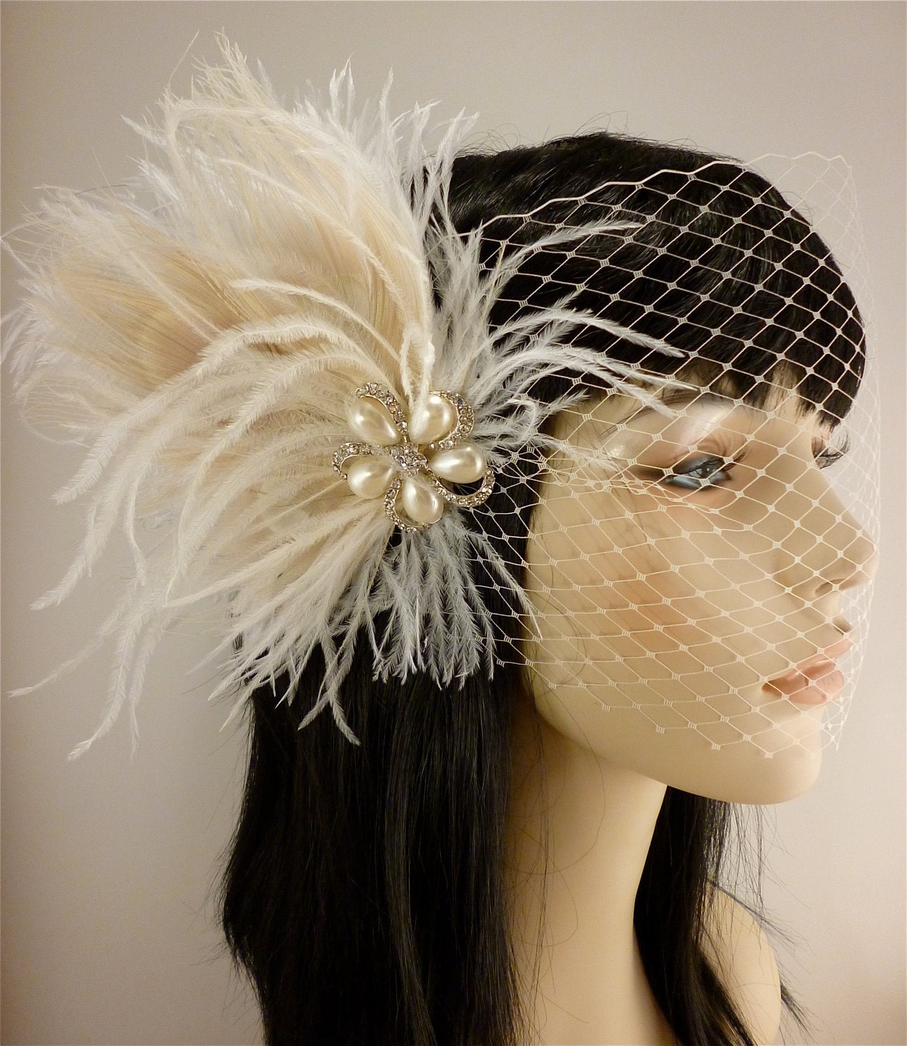 Wedding Bridal Fascinator Bridal Fascinator by IceGreenEyes