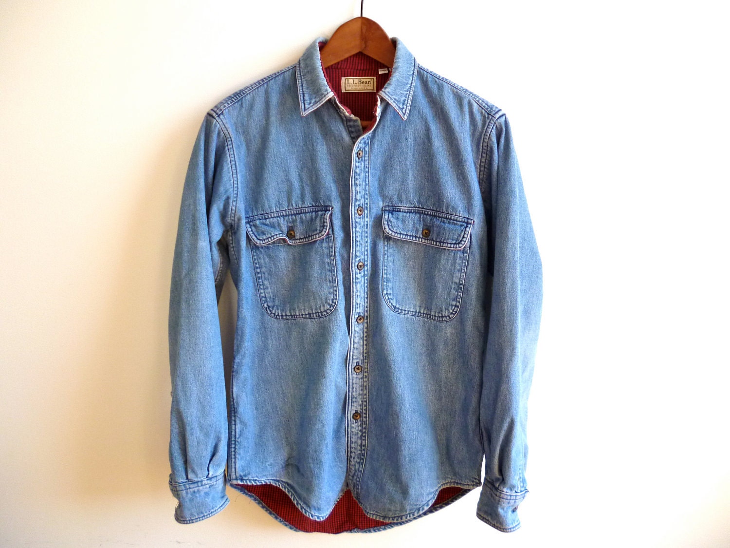 Vintage L.L. Bean Flannel Lined Denim Shirt Mens S